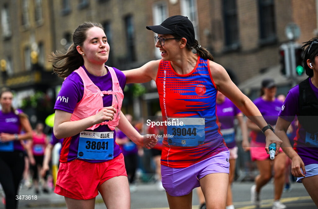 31 May 2026; Participants during the 2026 Vhi Women’s Mini Marathon. Almost 30,000 women from all over the country took to the streets of Dublin to run, walk and jog the 10km route, raising much needed funds for hundreds of charities around the country. www.vhiwomensminimarathon.ie. Photo by Tyler Miller/Sportsfile