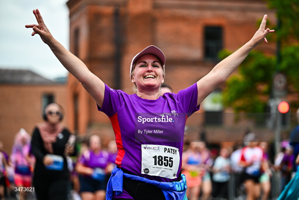 31 May 2026;  Patsy Smith during the 2026 Vhi Women’s Mini Marathon. Almost 30,000 women from all over the country took to the streets of Dublin to run, walk and jog the 10km route, raising much needed funds for hundreds of charities around the country. www.vhiwomensminimarathon.ie. Photo by Tyler Miller/Sportsfile