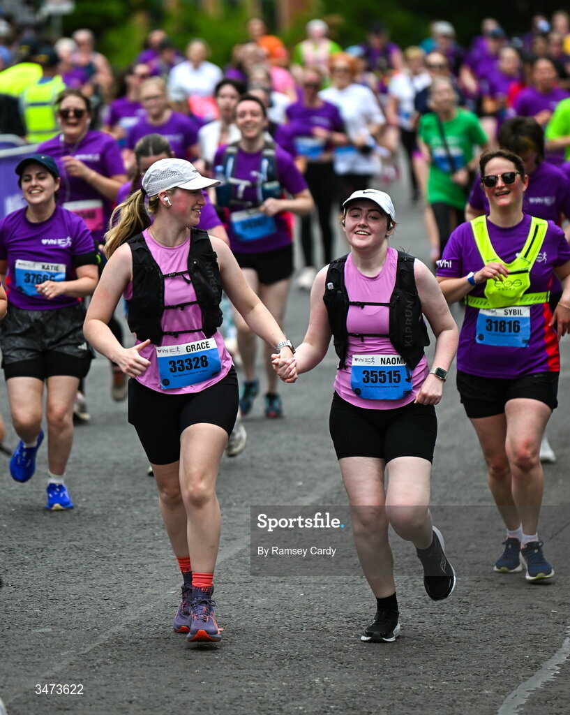 31 May 2026; Participants during the 2026 Vhi Women’s Mini Marathon. Almost 30,000 women from all over the country took to the streets of Dublin to run, walk and jog the 10km route, raising much needed funds for hundreds of charities around the country. www.vhiwomensminimarathon.ie. Photo by Ramsey Cardy/Sportsfile