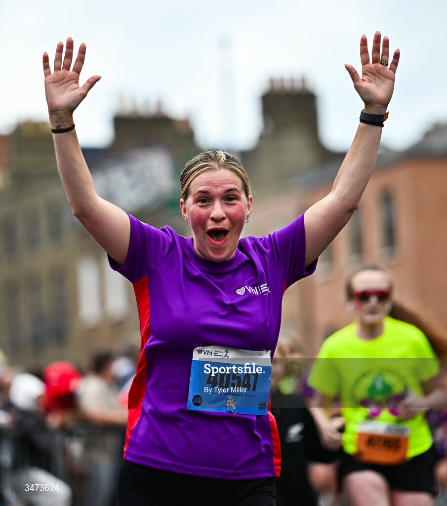 31 May 2026; Paula Savan during the 2026 Vhi Women’s Mini Marathon. Almost 30,000 women from all over the country took to the streets of Dublin to run, walk and jog the 10km route, raising much needed funds for hundreds of charities around the country. www.vhiwomensminimarathon.ie. Photo by Tyler Miller/Sportsfile