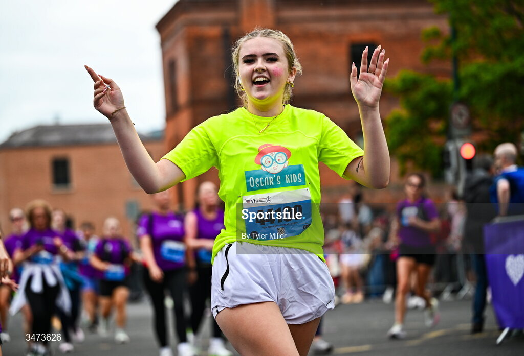 31 May 2026; Erin-May Whyte during the 2026 Vhi Women’s Mini Marathon. Almost 30,000 women from all over the country took to the streets of Dublin to run, walk and jog the 10km route, raising much needed funds for hundreds of charities around the country. www.vhiwomensminimarathon.ie. Photo by Tyler Miller/Sportsfile