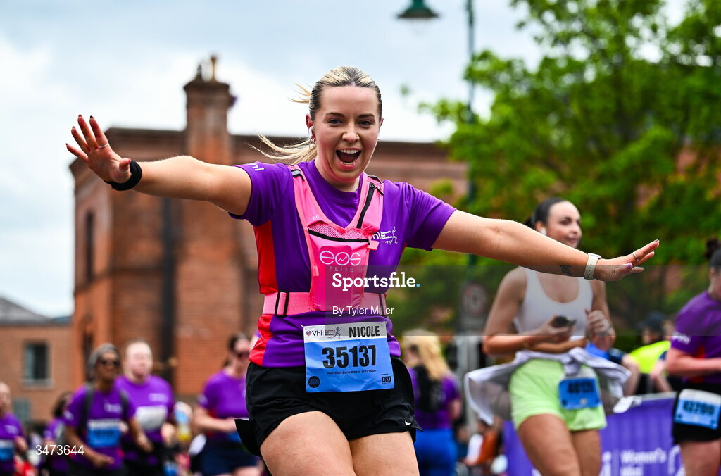 31 May 2026; Participants during the 2026 Vhi Women’s Mini Marathon. Almost 30,000 women from all over the country took to the streets of Dublin to run, walk and jog the 10km route, raising much needed funds for hundreds of charities around the country. www.vhiwomensminimarathon.ie. Photo by Tyler Miller/Sportsfile