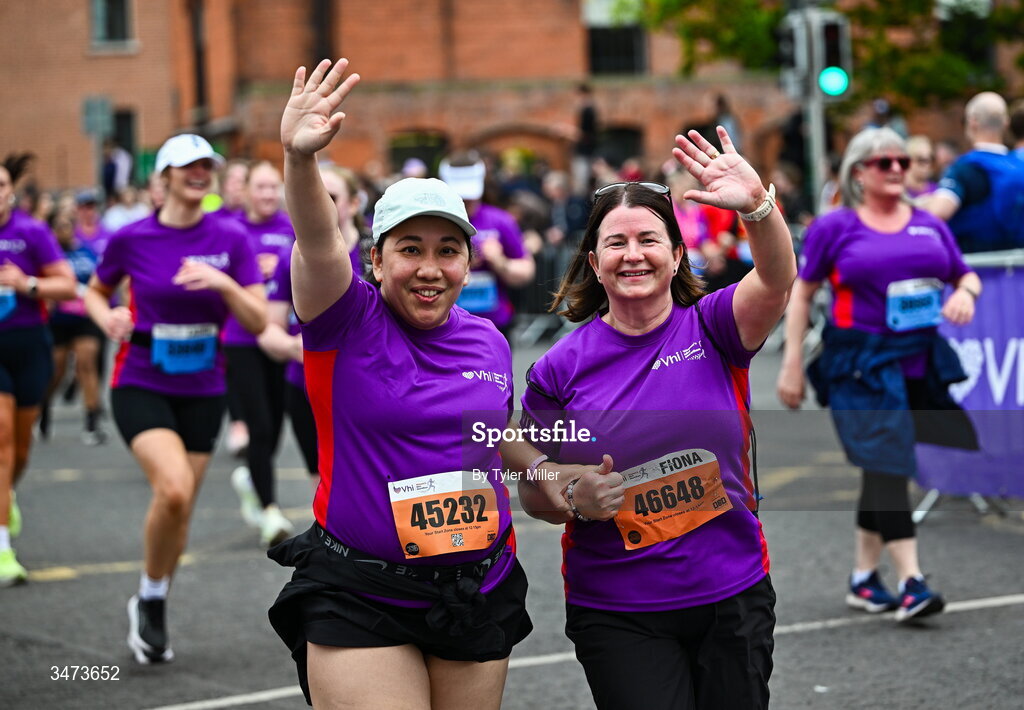 31 May 2026; Participants during the 2026 Vhi Women’s Mini Marathon. Almost 30,000 women from all over the country took to the streets of Dublin to run, walk and jog the 10km route, raising much needed funds for hundreds of charities around the country. www.vhiwomensminimarathon.ie. Photo by Tyler Miller/Sportsfile