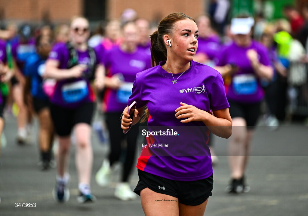 31 May 2026; Participants during the 2026 Vhi Women’s Mini Marathon. Almost 30,000 women from all over the country took to the streets of Dublin to run, walk and jog the 10km route, raising much needed funds for hundreds of charities around the country. www.vhiwomensminimarathon.ie. Photo by Tyler Miller/Sportsfile