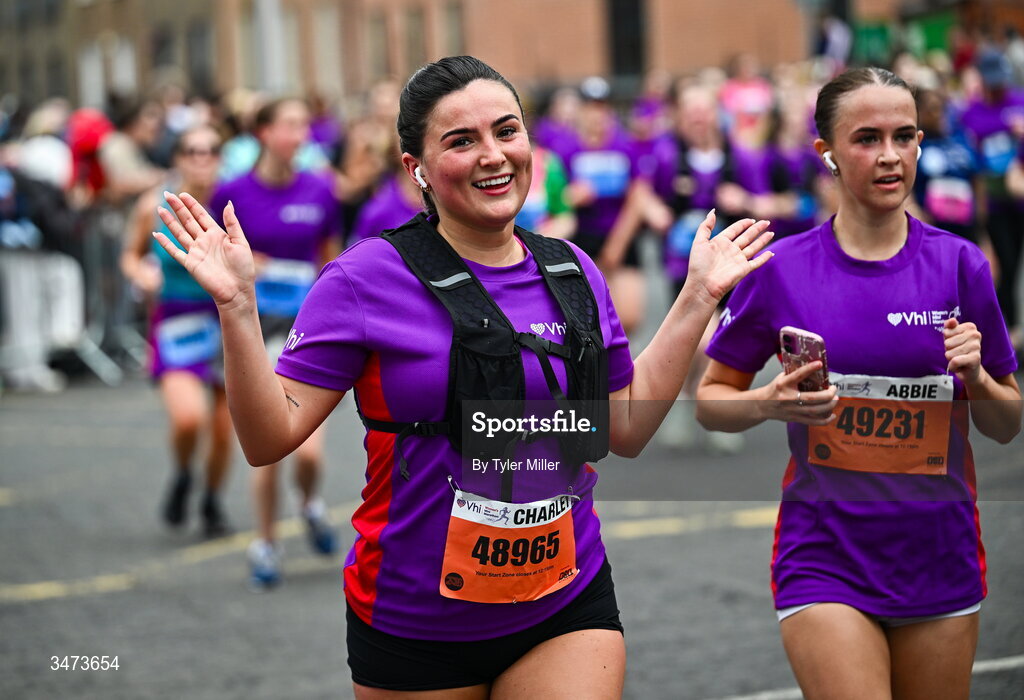 31 May 2026; Participants during the 2026 Vhi Women’s Mini Marathon. Almost 30,000 women from all over the country took to the streets of Dublin to run, walk and jog the 10km route, raising much needed funds for hundreds of charities around the country. www.vhiwomensminimarathon.ie. Photo by Tyler Miller/Sportsfile