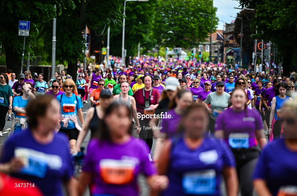 31 May 2026; Participants during the 2026 Vhi Women’s Mini Marathon. Almost 30,000 women from all over the country took to the streets of Dublin to run, walk and jog the 10km route, raising much needed funds for hundreds of charities around the country. www.vhiwomensminimarathon.ie. Photo by Tyler Miller/Sportsfile