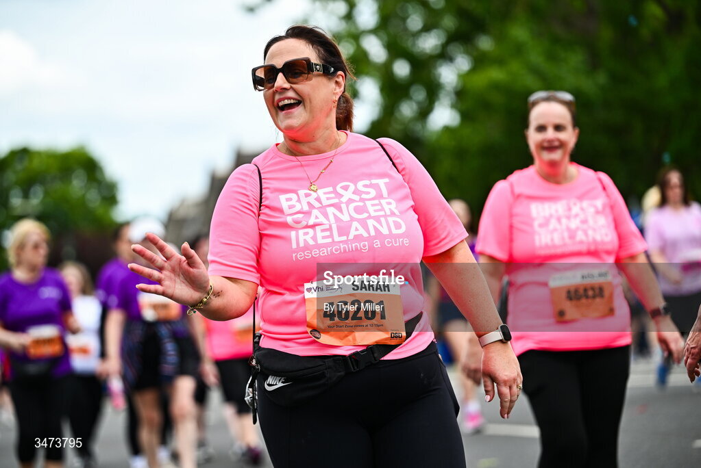 31 May 2026; Participants during the 2026 Vhi Women’s Mini Marathon. Almost 30,000 women from all over the country took to the streets of Dublin to run, walk and jog the 10km route, raising much needed funds for hundreds of charities around the country. www.vhiwomensminimarathon.ie. Photo by Tyler Miller/Sportsfile