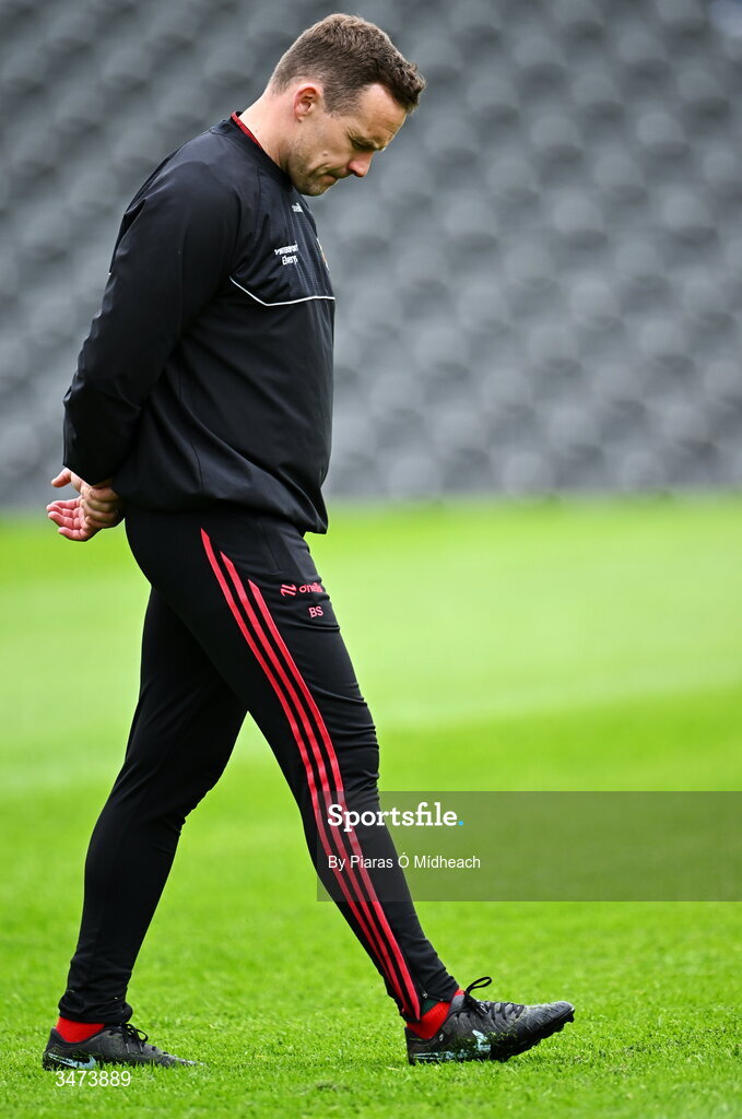 31 May 2026; Mayo manager Andy Moran before the GAA Football All-Ireland Senior Championship Round 1 match between Monaghan and Mayo at St Tiernach's Park in Clones, Monaghan. Photo by Piaras Ó Mídheach/Sportsfile