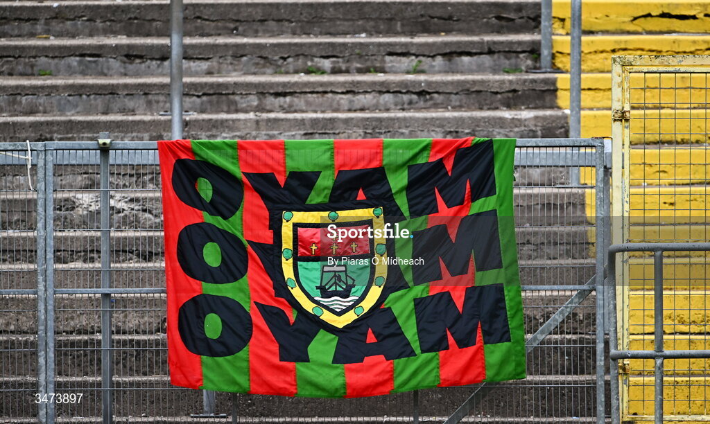 31 May 2026; A Mayo flag at the GAA Football All-Ireland Senior Championship Round 1 match between Monaghan and Mayo at St Tiernach's Park in Clones, Monaghan. Photo by Piaras Ó Mídheach/Sportsfile