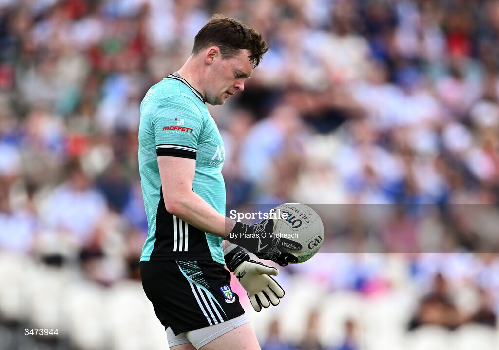 31 May 2026; Monaghan goalkeeper Rory Beggan after Mayo's first goal, scored by Kobe McDonald, during the GAA Football All-Ireland Senior Championship Round 1 match between Monaghan and Mayo at St Tiernach's Park in Clones, Monaghan. Photo by Piaras Ó Mídheach/Sportsfile