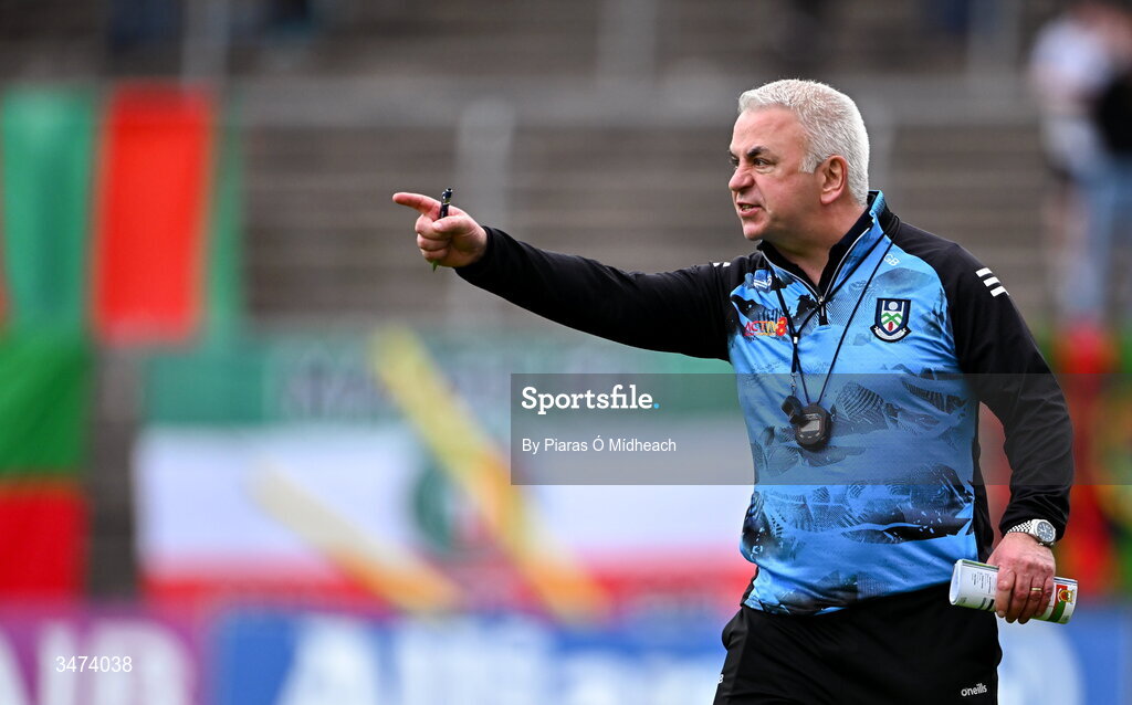 31 May 2026; Monaghan manager Gabriel Bannigan during the GAA Football All-Ireland Senior Championship Round 1 match between Monaghan and Mayo at St Tiernach's Park in Clones, Monaghan. Photo by Piaras Ó Mídheach/Sportsfile