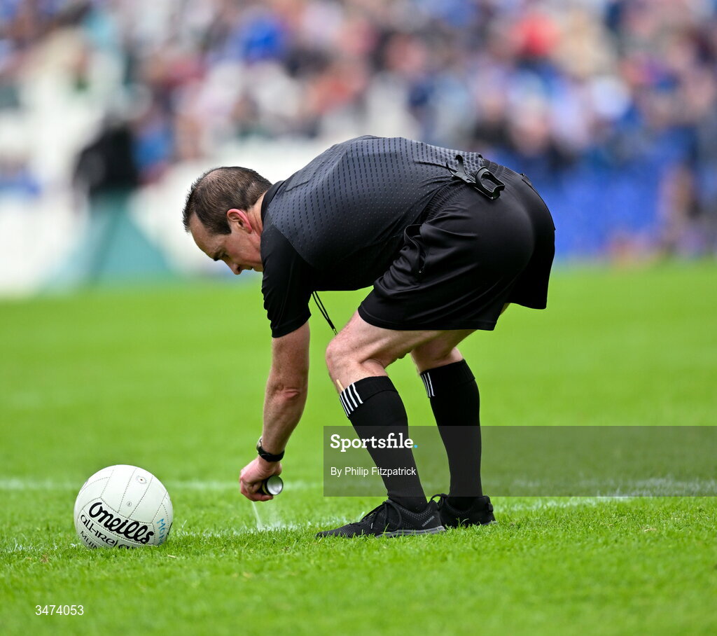 31 May 2026; Referee David Goldrick during the GAA Football All-Ireland Senior Championship Round 1 match between Monaghan and Mayo at St Tiernach's Park in Clones, Monaghan. Photo by Philip Fitzpatrick/Sportsfile