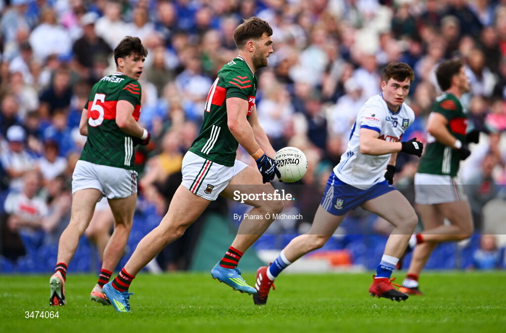 31 May 2026; Aidan O'Shea of Mayo, playing his his 100th championship appearance for Mayo and becoming the first outfield footballer to play in 100 championship matches for their county in the history of the GAA, during the GAA Football All-Ireland Senior Championship Round 1 match between Monaghan and Mayo at St Tiernach's Park in Clones, Monaghan. Photo by Piaras Ó Mídheach/Sportsfile