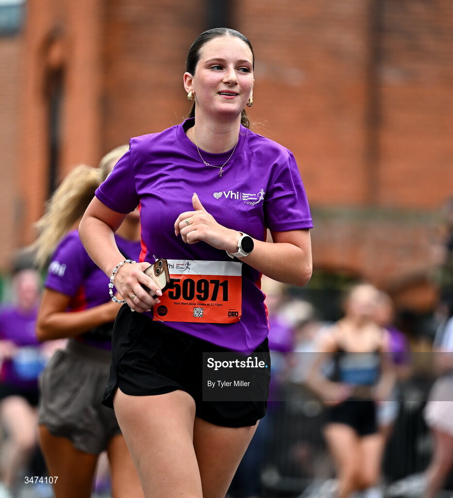 31 May 2026; Participants during the 2026 Vhi Women’s Mini Marathon. Almost 30,000 women from all over the country took to the streets of Dublin to run, walk and jog the 10km route, raising much needed funds for hundreds of charities around the country. www.vhiwomensminimarathon.ie. Photo by Tyler Miller/Sportsfile