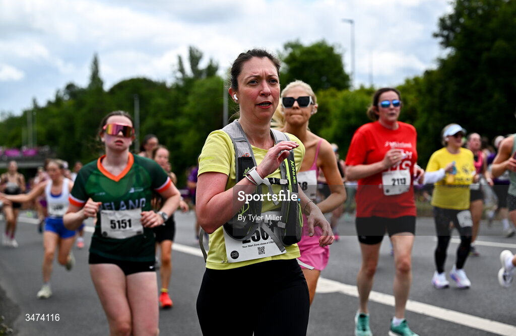 31 May 2026; Participants during the 2026 Vhi Women’s Mini Marathon. Almost 30,000 women from all over the country took to the streets of Dublin to run, walk and jog the 10km route, raising much needed funds for hundreds of charities around the country. www.vhiwomensminimarathon.ie. Photo by Tyler Miller/Sportsfile