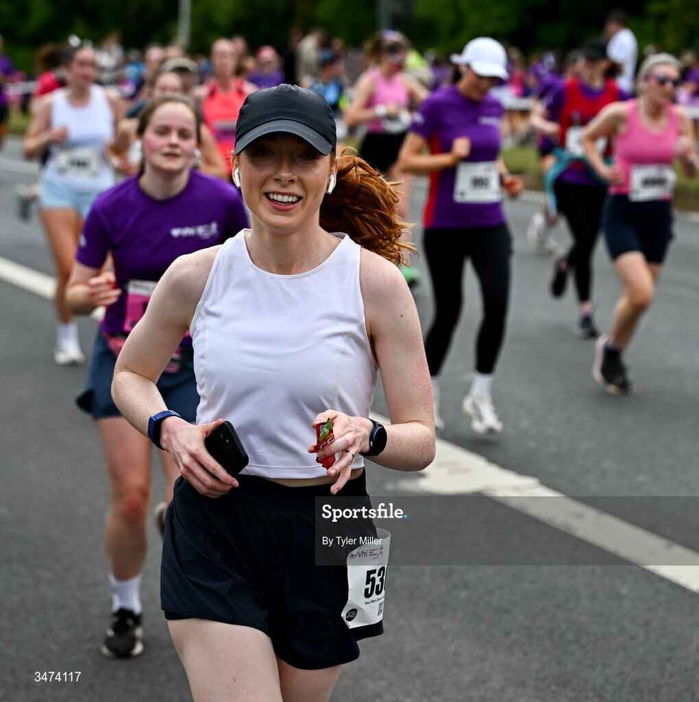 31 May 2026; Participants during the 2026 Vhi Women’s Mini Marathon. Almost 30,000 women from all over the country took to the streets of Dublin to run, walk and jog the 10km route, raising much needed funds for hundreds of charities around the country. www.vhiwomensminimarathon.ie. Photo by Tyler Miller/Sportsfile