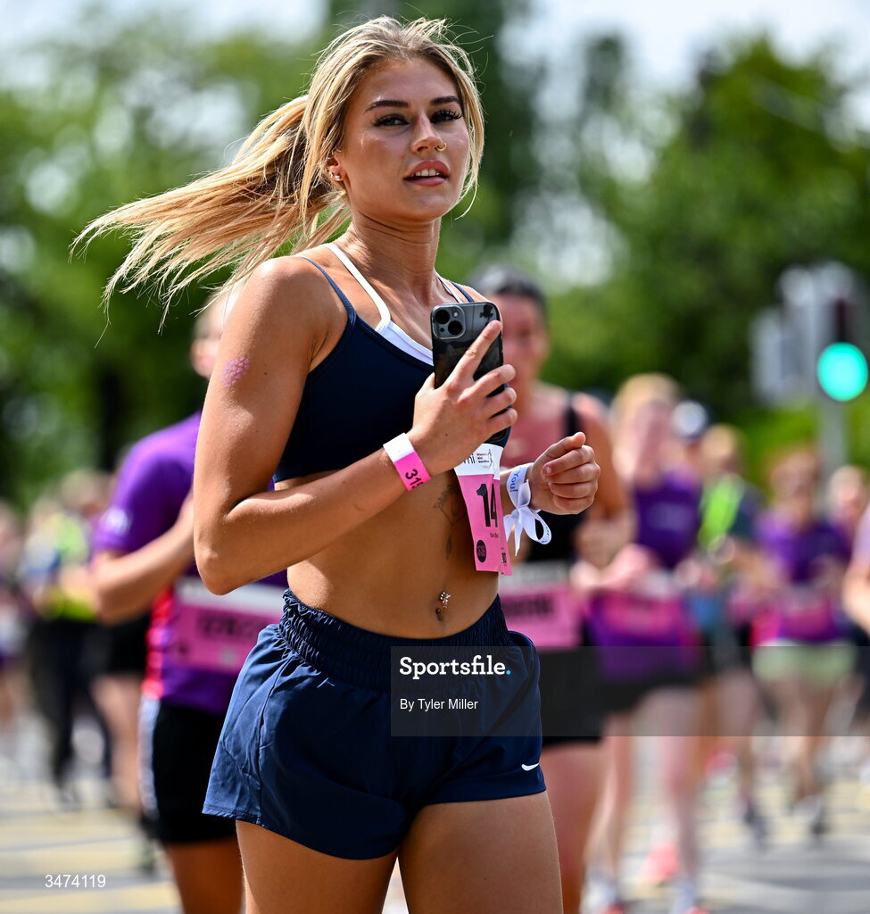 31 May 2026; Participants during the 2026 Vhi Women’s Mini Marathon. Almost 30,000 women from all over the country took to the streets of Dublin to run, walk and jog the 10km route, raising much needed funds for hundreds of charities around the country. www.vhiwomensminimarathon.ie. Photo by Tyler Miller/Sportsfile