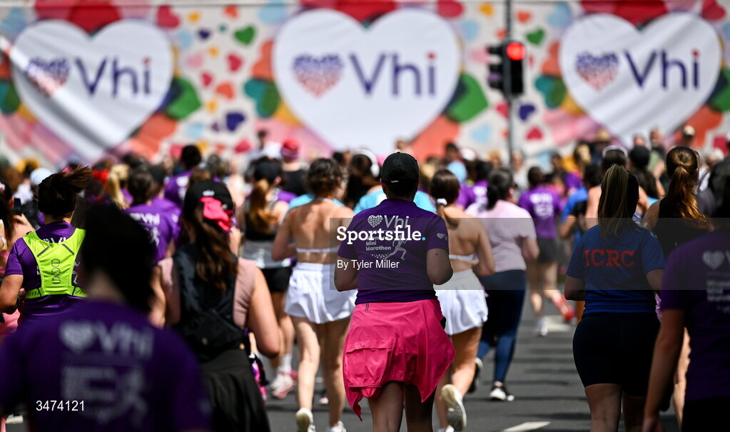 31 May 2026; Participants during the 2026 Vhi Women’s Mini Marathon. Almost 30,000 women from all over the country took to the streets of Dublin to run, walk and jog the 10km route, raising much needed funds for hundreds of charities around the country. www.vhiwomensminimarathon.ie. Photo by Tyler Miller/Sportsfile