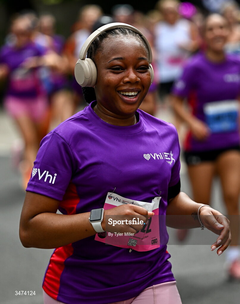 31 May 2026; Participants during the 2026 Vhi Women’s Mini Marathon. Almost 30,000 women from all over the country took to the streets of Dublin to run, walk and jog the 10km route, raising much needed funds for hundreds of charities around the country. www.vhiwomensminimarathon.ie. Photo by Tyler Miller/Sportsfile