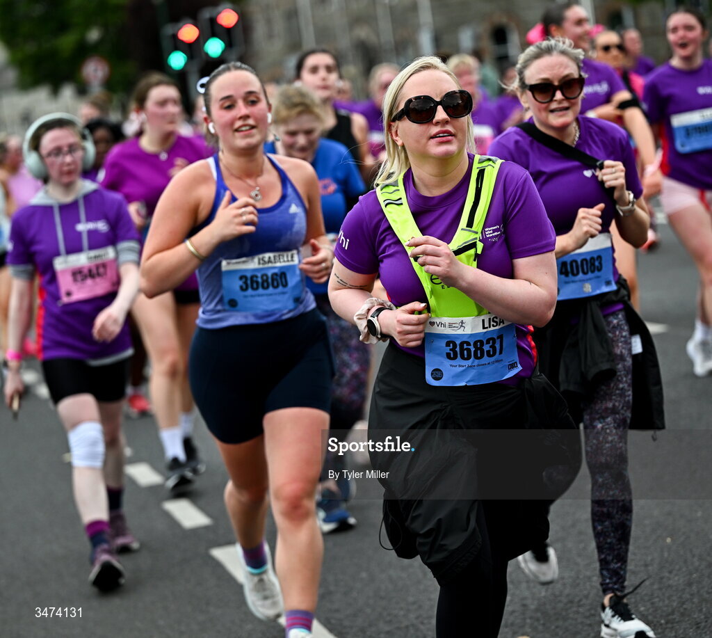 31 May 2026; Participants during the 2026 Vhi Women’s Mini Marathon. Almost 30,000 women from all over the country took to the streets of Dublin to run, walk and jog the 10km route, raising much needed funds for hundreds of charities around the country. www.vhiwomensminimarathon.ie. Photo by Tyler Miller/Sportsfile