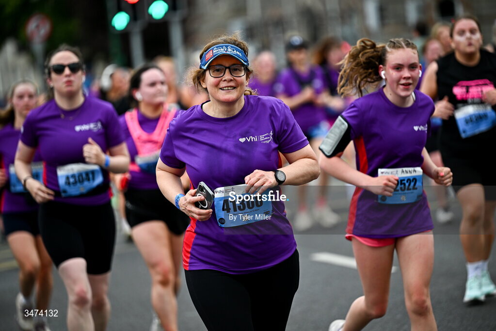 31 May 2026; Participants during the 2026 Vhi Women’s Mini Marathon. Almost 30,000 women from all over the country took to the streets of Dublin to run, walk and jog the 10km route, raising much needed funds for hundreds of charities around the country. www.vhiwomensminimarathon.ie. Photo by Tyler Miller/Sportsfile