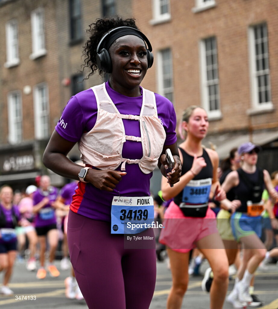 31 May 2026; Participants during the 2026 Vhi Women’s Mini Marathon. Almost 30,000 women from all over the country took to the streets of Dublin to run, walk and jog the 10km route, raising much needed funds for hundreds of charities around the country. www.vhiwomensminimarathon.ie. Photo by Tyler Miller/Sportsfile