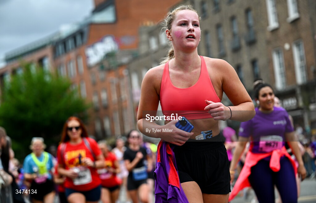 31 May 2026; Participants during the 2026 Vhi Women’s Mini Marathon. Almost 30,000 women from all over the country took to the streets of Dublin to run, walk and jog the 10km route, raising much needed funds for hundreds of charities around the country. www.vhiwomensminimarathon.ie. Photo by Tyler Miller/Sportsfile
