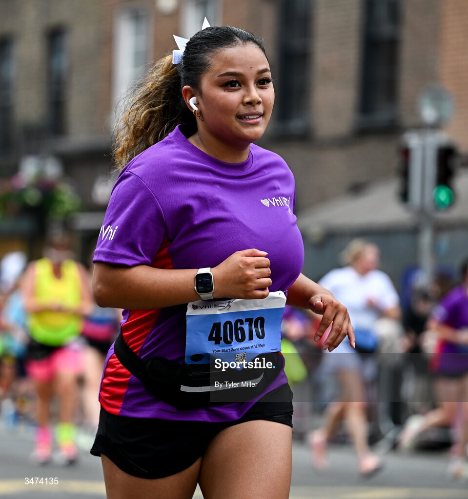 31 May 2026; Participants during the 2026 Vhi Women’s Mini Marathon. Almost 30,000 women from all over the country took to the streets of Dublin to run, walk and jog the 10km route, raising much needed funds for hundreds of charities around the country. www.vhiwomensminimarathon.ie. Photo by Tyler Miller/Sportsfile