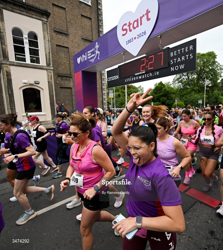 31 May 2026; Participants during the 2026 Vhi Women’s Mini Marathon. Almost 30,000 women from all over the country took to the streets of Dublin to run, walk and jog the 10km route, raising much needed funds for hundreds of charities around the country. www.vhiwomensminimarathon.ie. Photo by Ramsey Cardy/Sportsfile