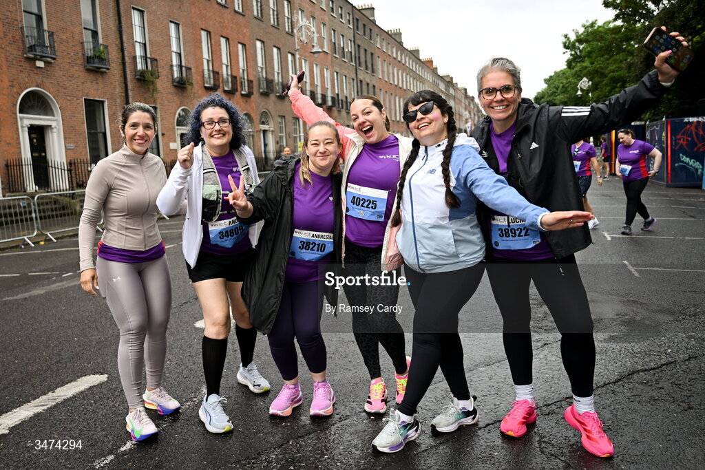 31 May 2026; Participants before the 2026 Vhi Women’s Mini Marathon. Almost 30,000 women from all over the country took to the streets of Dublin to run, walk and jog the 10km route, raising much needed funds for hundreds of charities around the country. www.vhiwomensminimarathon.ie. Photo by Ramsey Cardy/Sportsfile
