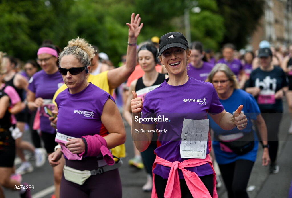 31 May 2026; Participants during the 2026 Vhi Women’s Mini Marathon. Almost 30,000 women from all over the country took to the streets of Dublin to run, walk and jog the 10km route, raising much needed funds for hundreds of charities around the country. www.vhiwomensminimarathon.ie. Photo by Ramsey Cardy/Sportsfile
