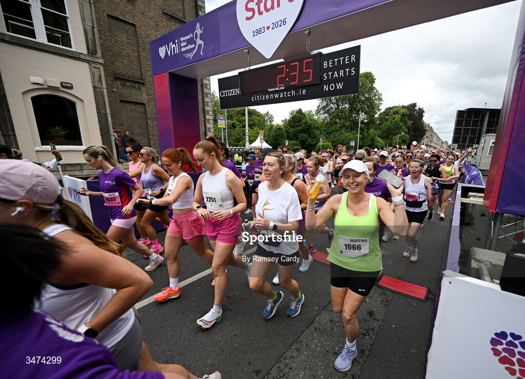 31 May 2026; Participants during the 2026 Vhi Women’s Mini Marathon. Almost 30,000 women from all over the country took to the streets of Dublin to run, walk and jog the 10km route, raising much needed funds for hundreds of charities around the country. www.vhiwomensminimarathon.ie. Photo by Ramsey Cardy/Sportsfile
