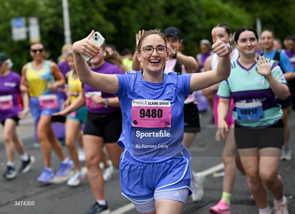 31 May 2026; Participants during the 2026 Vhi Women’s Mini Marathon. Almost 30,000 women from all over the country took to the streets of Dublin to run, walk and jog the 10km route, raising much needed funds for hundreds of charities around the country. www.vhiwomensminimarathon.ie. Photo by Ramsey Cardy/Sportsfile