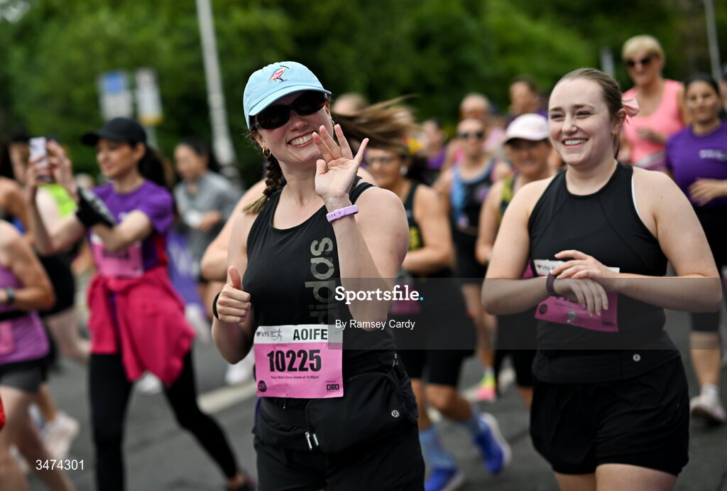 31 May 2026; Participants during the 2026 Vhi Women’s Mini Marathon. Almost 30,000 women from all over the country took to the streets of Dublin to run, walk and jog the 10km route, raising much needed funds for hundreds of charities around the country. www.vhiwomensminimarathon.ie. Photo by Ramsey Cardy/Sportsfile