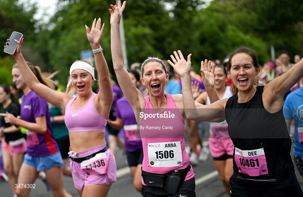 31 May 2026; Participants during the 2026 Vhi Women’s Mini Marathon. Almost 30,000 women from all over the country took to the streets of Dublin to run, walk and jog the 10km route, raising much needed funds for hundreds of charities around the country. www.vhiwomensminimarathon.ie. Photo by Ramsey Cardy/Sportsfile
