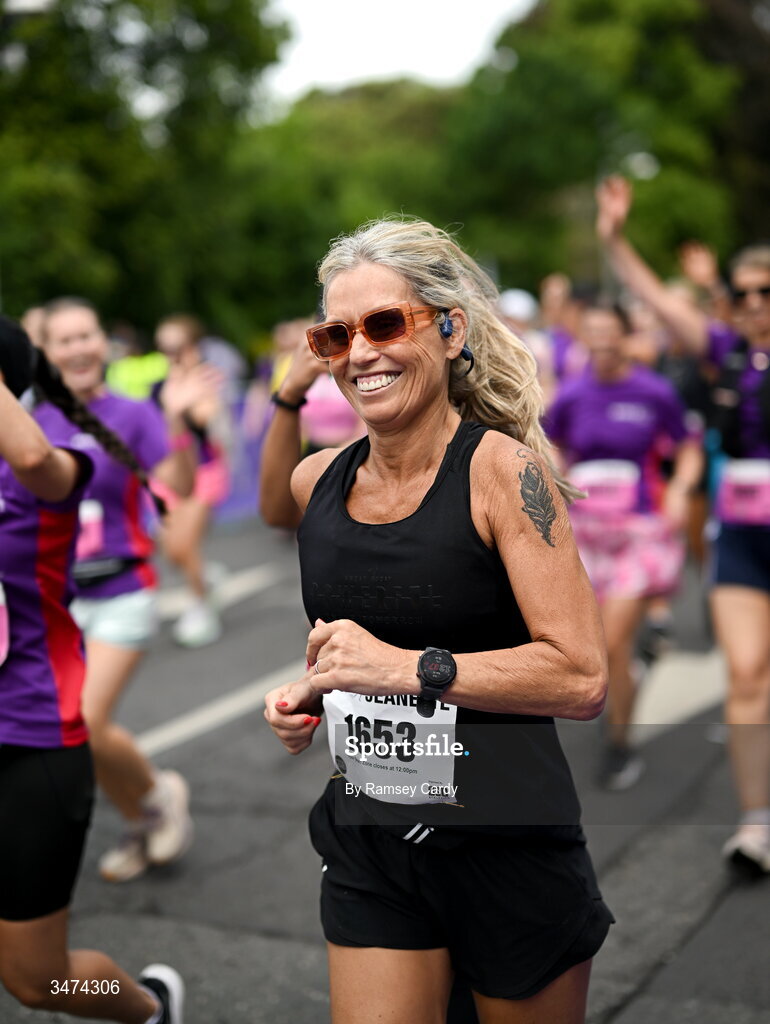 31 May 2026; Participants during the 2026 Vhi Women’s Mini Marathon. Almost 30,000 women from all over the country took to the streets of Dublin to run, walk and jog the 10km route, raising much needed funds for hundreds of charities around the country. www.vhiwomensminimarathon.ie. Photo by Ramsey Cardy/Sportsfile