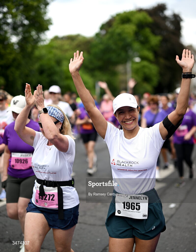 31 May 2026; Participants during the 2026 Vhi Women’s Mini Marathon. Almost 30,000 women from all over the country took to the streets of Dublin to run, walk and jog the 10km route, raising much needed funds for hundreds of charities around the country. www.vhiwomensminimarathon.ie. Photo by Ramsey Cardy/Sportsfile
