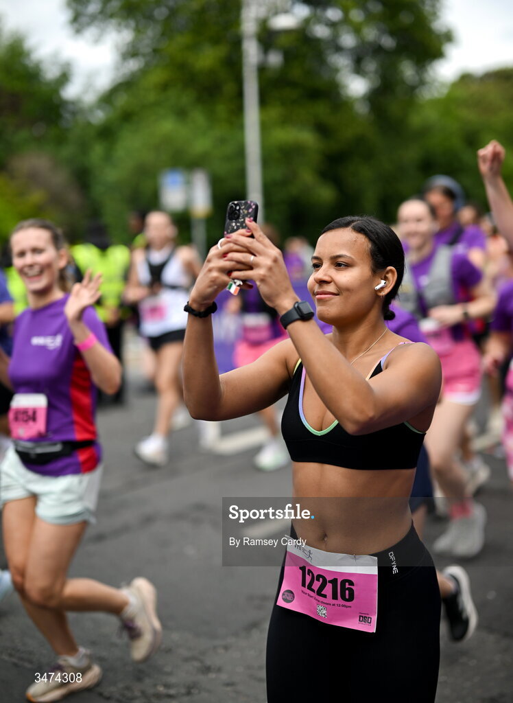 31 May 2026; Participants during the 2026 Vhi Women’s Mini Marathon. Almost 30,000 women from all over the country took to the streets of Dublin to run, walk and jog the 10km route, raising much needed funds for hundreds of charities around the country. www.vhiwomensminimarathon.ie. Photo by Ramsey Cardy/Sportsfile