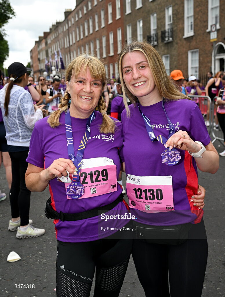 31 May 2026; Participants after the 2026 Vhi Women’s Mini Marathon. Almost 30,000 women from all over the country took to the streets of Dublin to run, walk and jog the 10km route, raising much needed funds for hundreds of charities around the country. www.vhiwomensminimarathon.ie. Photo by Ramsey Cardy/Sportsfile