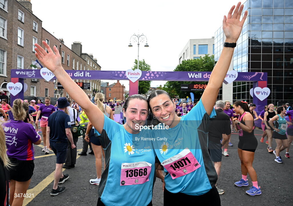 31 May 2026; Participants after the 2026 Vhi Women’s Mini Marathon. Almost 30,000 women from all over the country took to the streets of Dublin to run, walk and jog the 10km route, raising much needed funds for hundreds of charities around the country. www.vhiwomensminimarathon.ie. Photo by Ramsey Cardy/Sportsfile