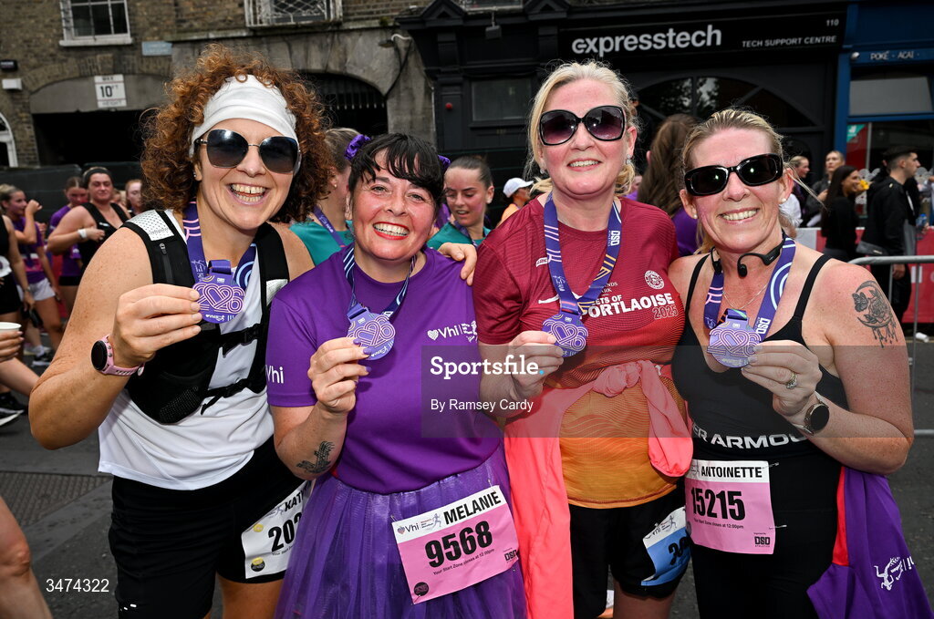 31 May 2026; Participants after the 2026 Vhi Women’s Mini Marathon. Almost 30,000 women from all over the country took to the streets of Dublin to run, walk and jog the 10km route, raising much needed funds for hundreds of charities around the country. www.vhiwomensminimarathon.ie. Photo by Ramsey Cardy/Sportsfile
