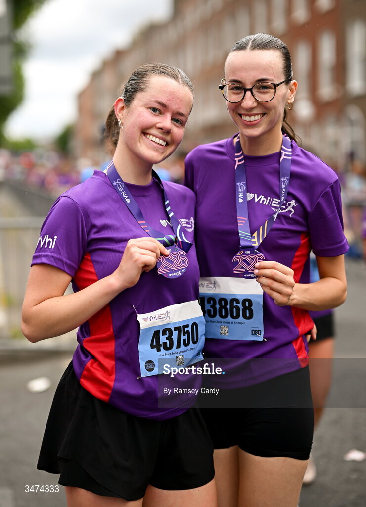31 May 2026; Participants after the 2026 Vhi Women’s Mini Marathon. Almost 30,000 women from all over the country took to the streets of Dublin to run, walk and jog the 10km route, raising much needed funds for hundreds of charities around the country. www.vhiwomensminimarathon.ie. Photo by Ramsey Cardy/Sportsfile