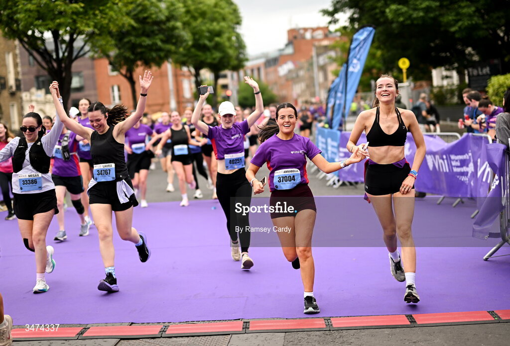 31 May 2026; Participants after the 2026 Vhi Women’s Mini Marathon. Almost 30,000 women from all over the country took to the streets of Dublin to run, walk and jog the 10km route, raising much needed funds for hundreds of charities around the country. www.vhiwomensminimarathon.ie. Photo by Ramsey Cardy/Sportsfile