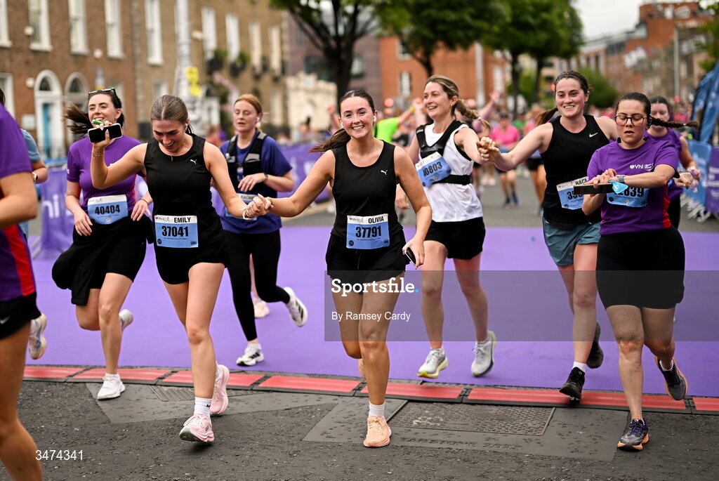 31 May 2026; Participants after the 2026 Vhi Women’s Mini Marathon. Almost 30,000 women from all over the country took to the streets of Dublin to run, walk and jog the 10km route, raising much needed funds for hundreds of charities around the country. www.vhiwomensminimarathon.ie. Photo by Ramsey Cardy/Sportsfile