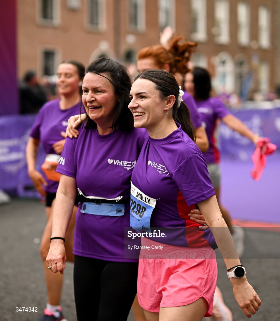 31 May 2026; Participants after the 2026 Vhi Women’s Mini Marathon. Almost 30,000 women from all over the country took to the streets of Dublin to run, walk and jog the 10km route, raising much needed funds for hundreds of charities around the country. www.vhiwomensminimarathon.ie. Photo by Ramsey Cardy/Sportsfile