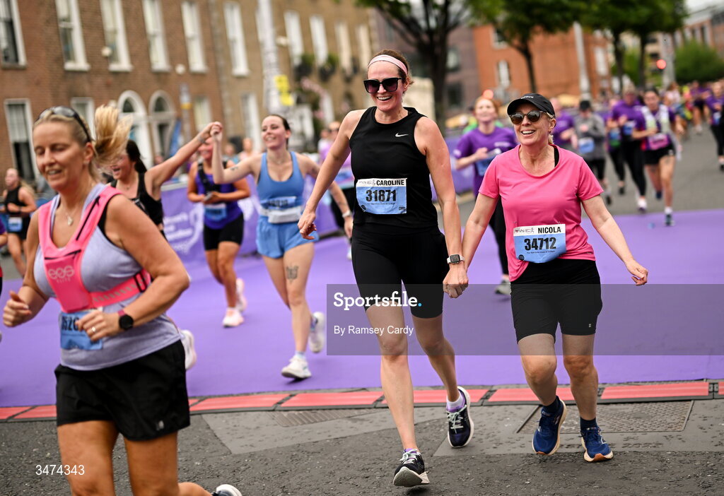 31 May 2026; Participants after the 2026 Vhi Women’s Mini Marathon. Almost 30,000 women from all over the country took to the streets of Dublin to run, walk and jog the 10km route, raising much needed funds for hundreds of charities around the country. www.vhiwomensminimarathon.ie. Photo by Ramsey Cardy/Sportsfile