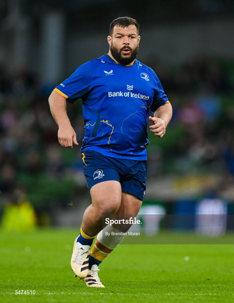 30 May 2026; Rabah Slimani of Leinster during the United Rugby Championship quarter-final match between Leinster and Lions at the Aviva Stadium in Dublin. Photo by Brendan Moran/Sportsfile