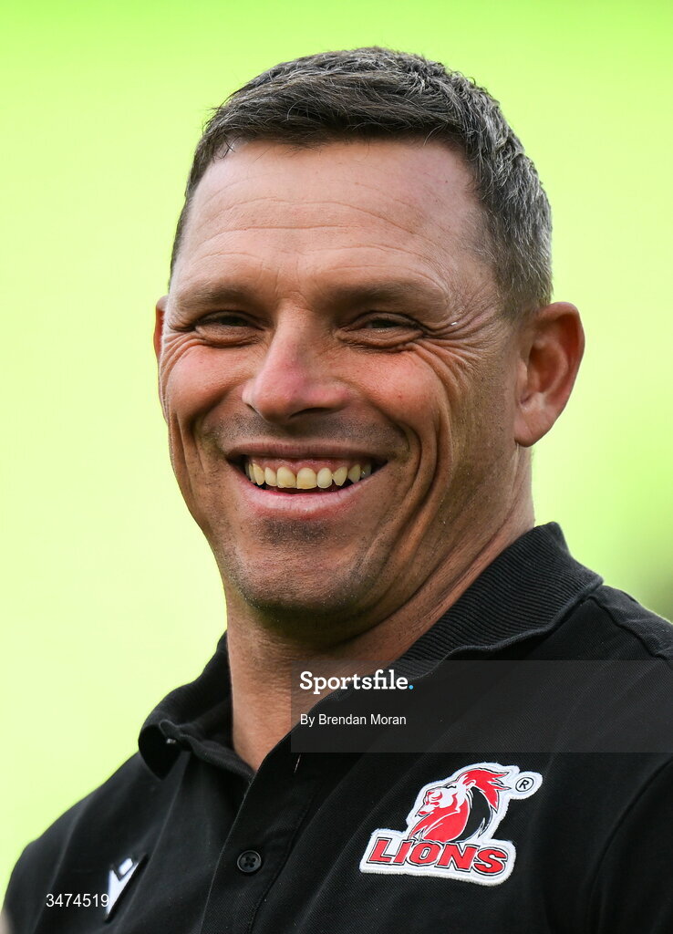 30 May 2026; Lions head coach Ivan van Rooyen before the United Rugby Championship quarter-final match between Leinster and Lions at the Aviva Stadium in Dublin. Photo by Brendan Moran/Sportsfile