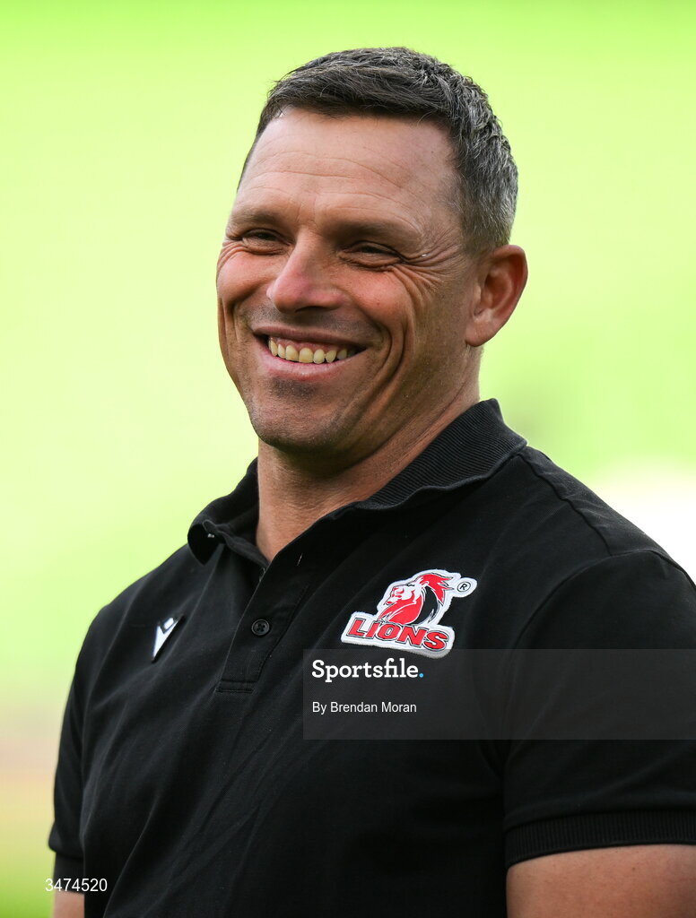 30 May 2026; Lions head coach Ivan van Rooyen before the United Rugby Championship quarter-final match between Leinster and Lions at the Aviva Stadium in Dublin. Photo by Brendan Moran/Sportsfile