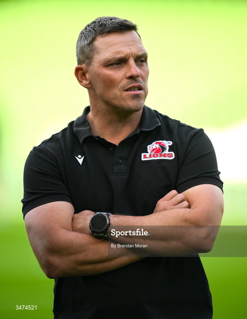 30 May 2026; Lions head coach Ivan van Rooyen before the United Rugby Championship quarter-final match between Leinster and Lions at the Aviva Stadium in Dublin. Photo by Brendan Moran/Sportsfile
